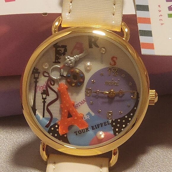 Mini Accessories - Mini Brand Handcrafted Watch - Paris Theme with Ivory Band